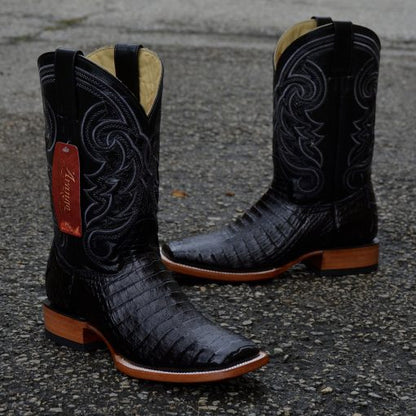 Original Crocodile Belly Midnight Black Square Toe