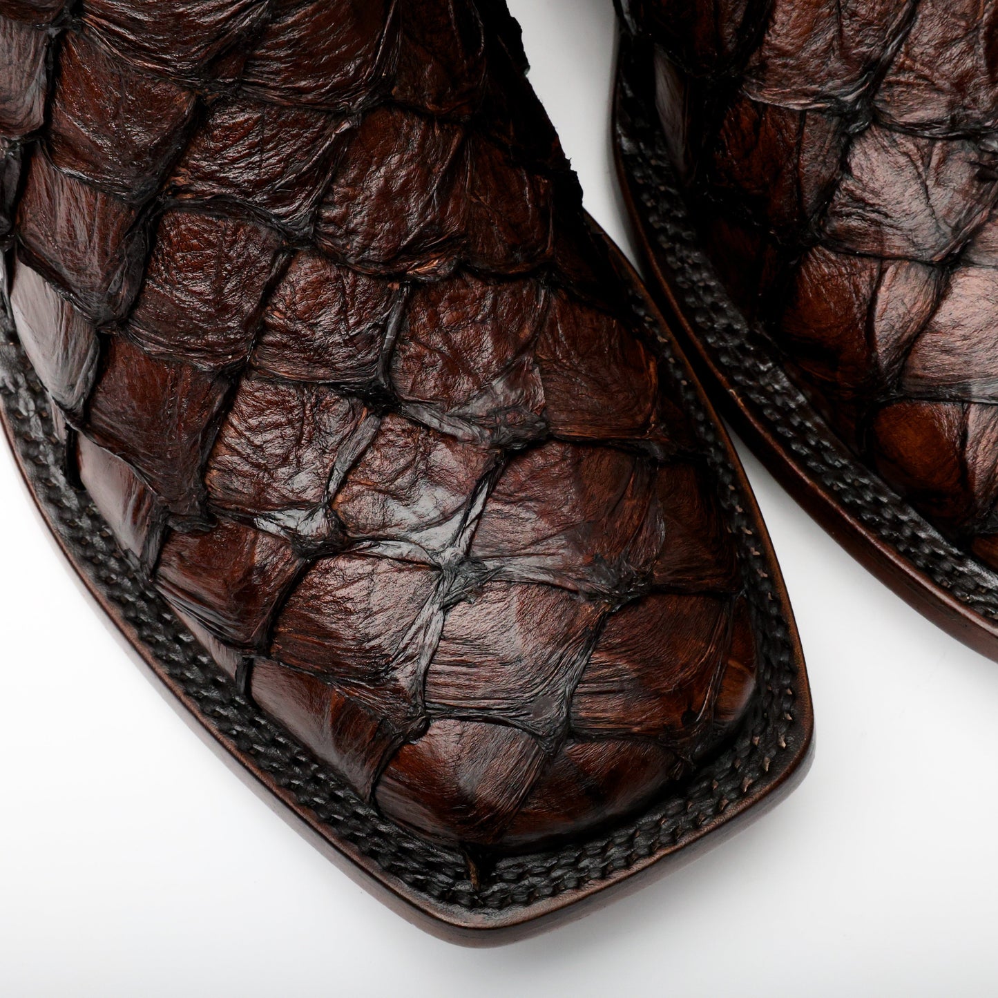 Handcrafted Espresso Pirarucu Boots - Square Toe