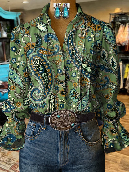 Women's Retro Western-style Floral Shirt