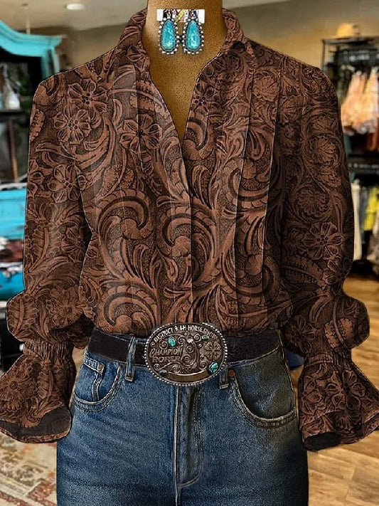 Women's Retro Western-style Floral Shirt