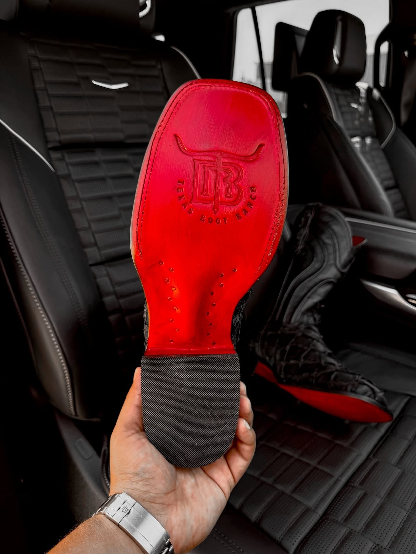 Matte Black Jumbo Pirarucu Leather Boots - Square Toe