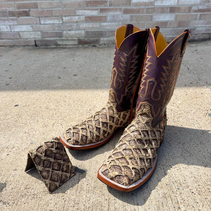 Genuine Rustic Mink Pirarucu - Square Toe