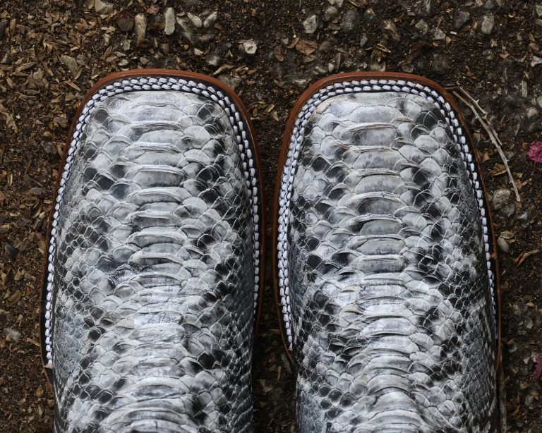 Print Python Natural Square Toe Boots