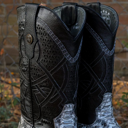 Print Python Natural Square Toe Boots