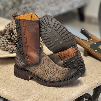 Original Bow Neck Leather Closed Boots