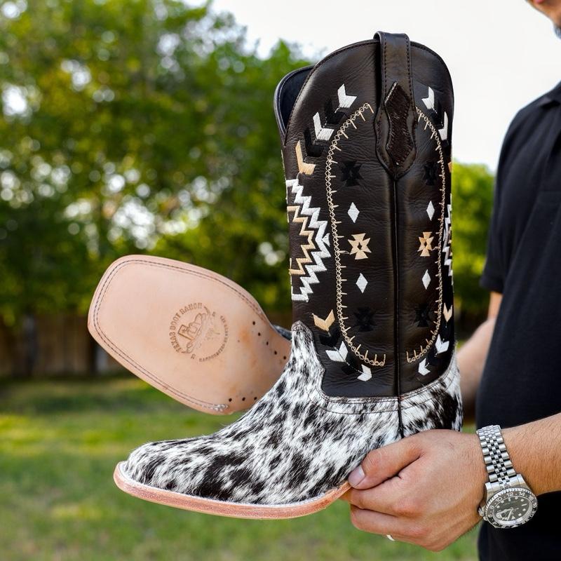 Brown Cowhide Leather Boots - Square Toe
