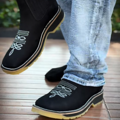 Classic Leather Cowboy Boots-Coffee