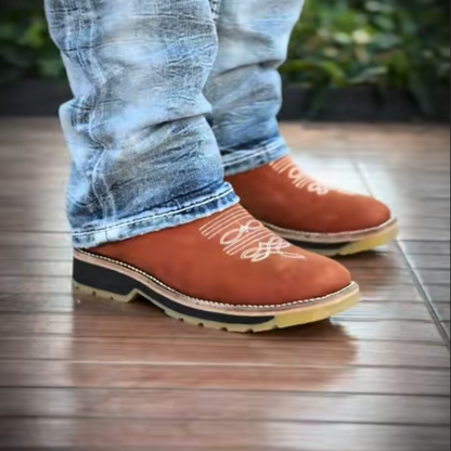 Classic Leather Cowboy Boots-Brown