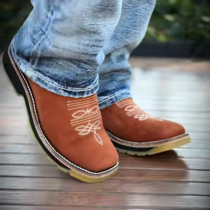 Classic Leather Cowboy Boots-Brown