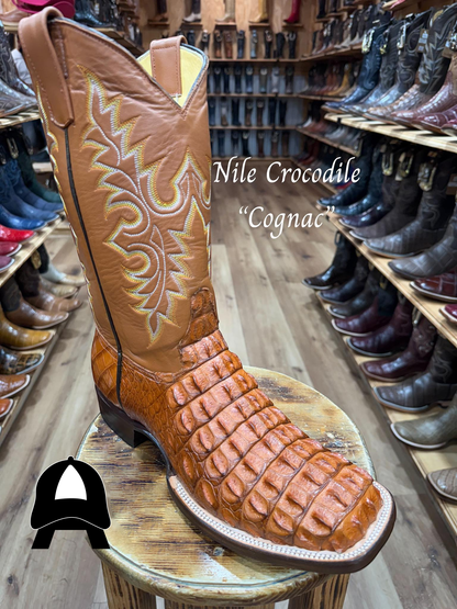 Nile Croc Wide Tail - Cognac