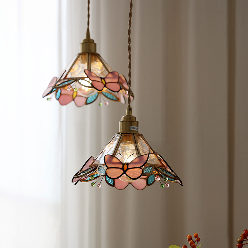 Vintage Butterfly Glass Chandelier