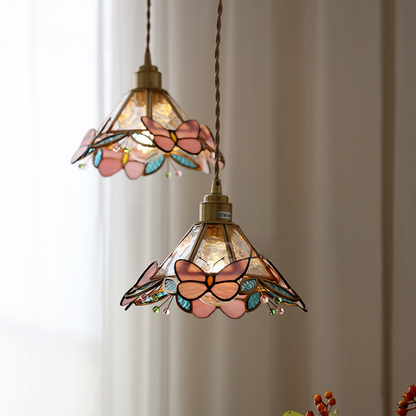 Vintage Butterfly Glass Chandelier