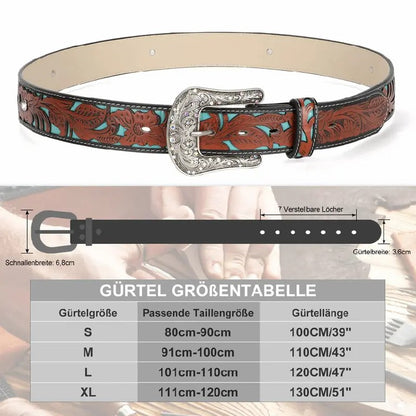 Embossed Crystal Leather Belt