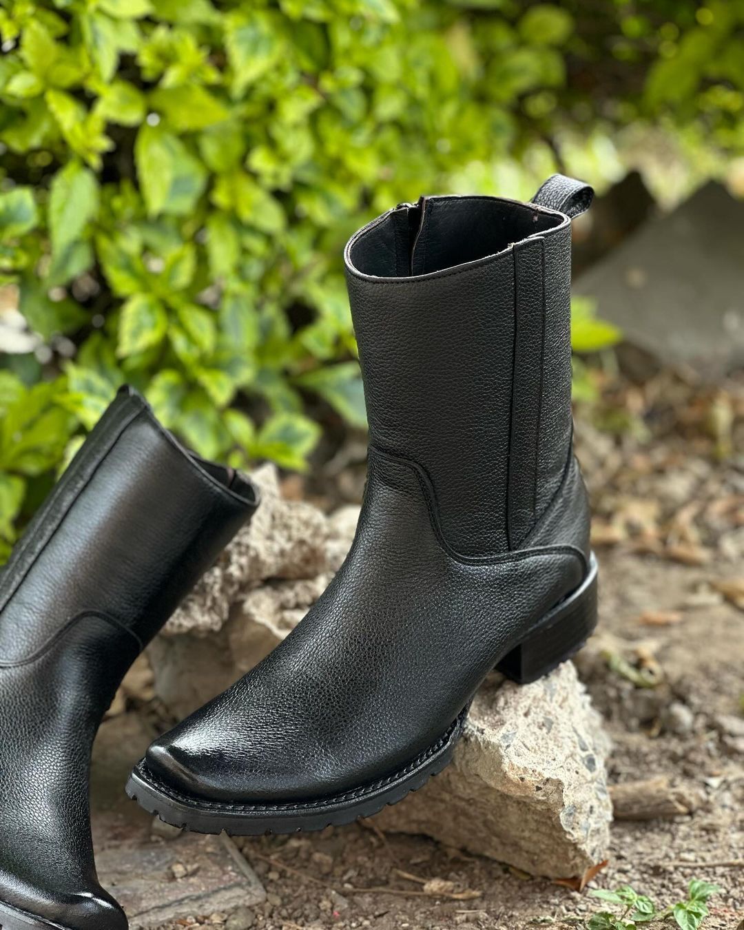 Elegant Handcrafted Black Leather Boots