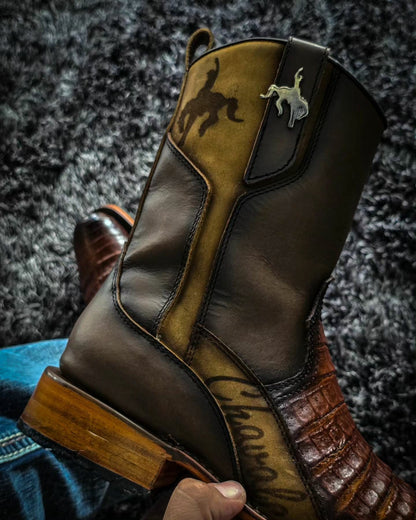 Men's Caiman Stampee-Print Cowboy Boots