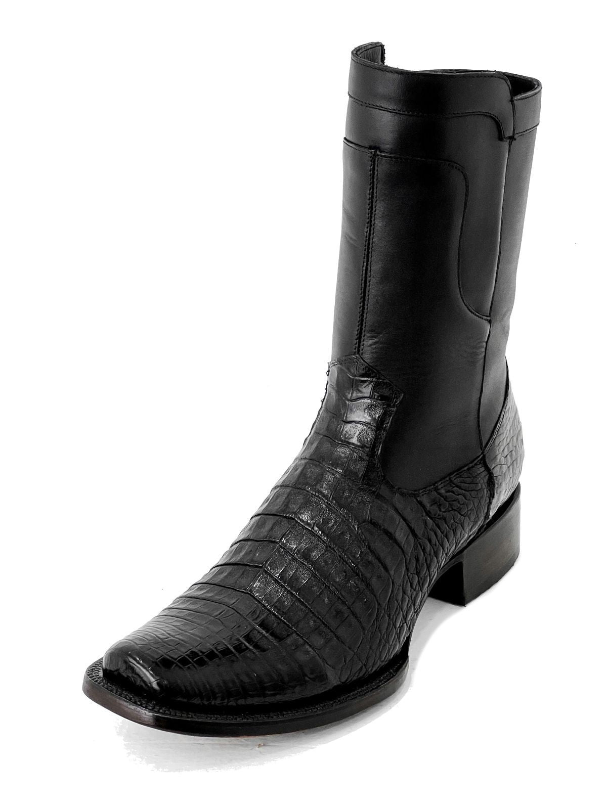 Men's Luxurious Black Crocodile Leather Boots