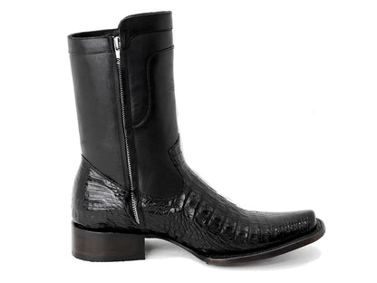 Men's Luxurious Black Crocodile Leather Boots