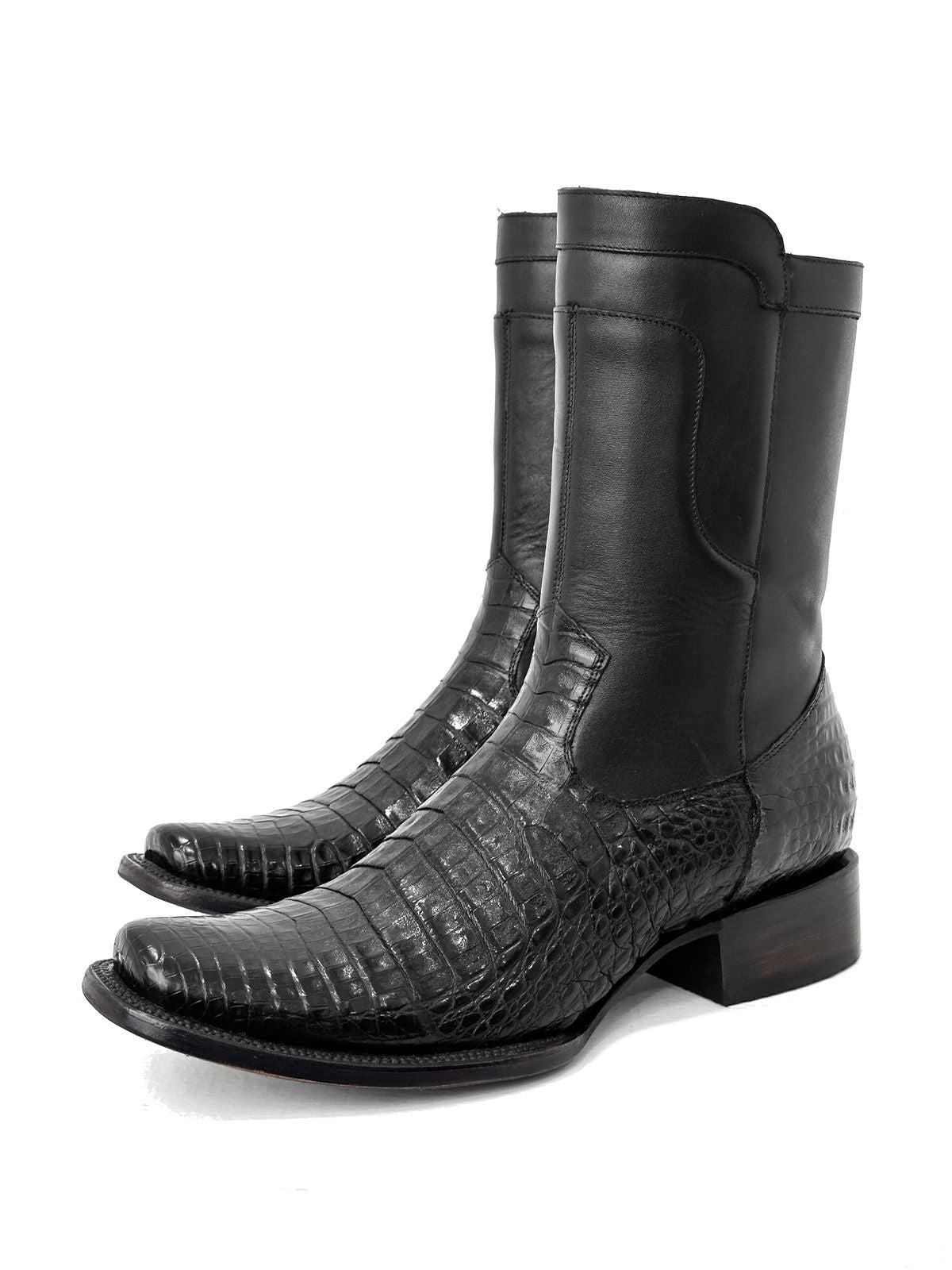 Men's Luxurious Black Crocodile Leather Boots