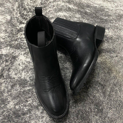 Black Handmade Leather Booties