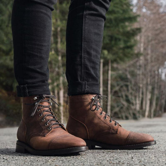 Brown Naked High Combat Boots-Captain