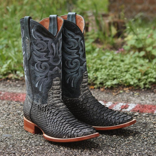 Grey Square Toe Western Boots