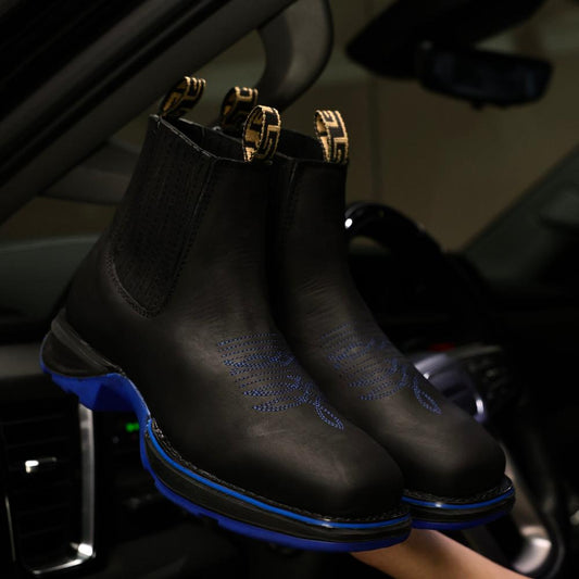 3D Lightweight Black Nobuck Leather Square Toe Boots
