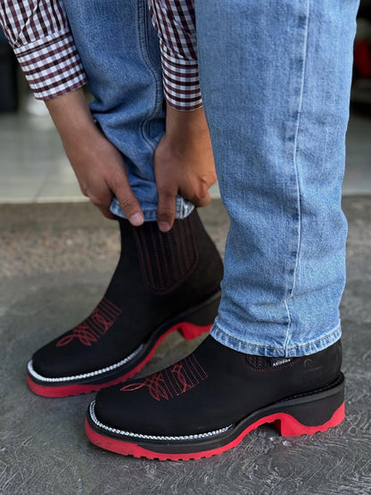 Black Nobuck Leather Botin - 3D Sole Composite Toe