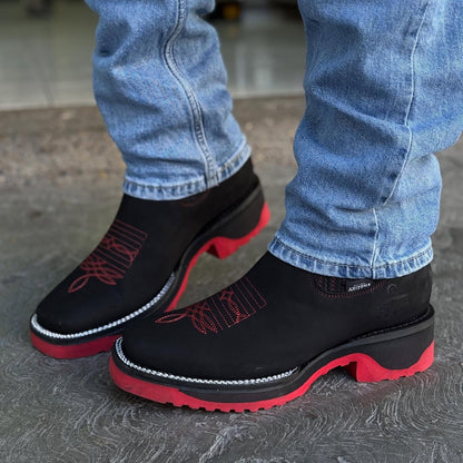 Black Nobuck Leather Botin - 3D Sole Composite Toe